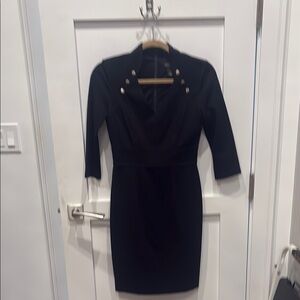 White House Black Market Black Cowl Neck Sheath Dress